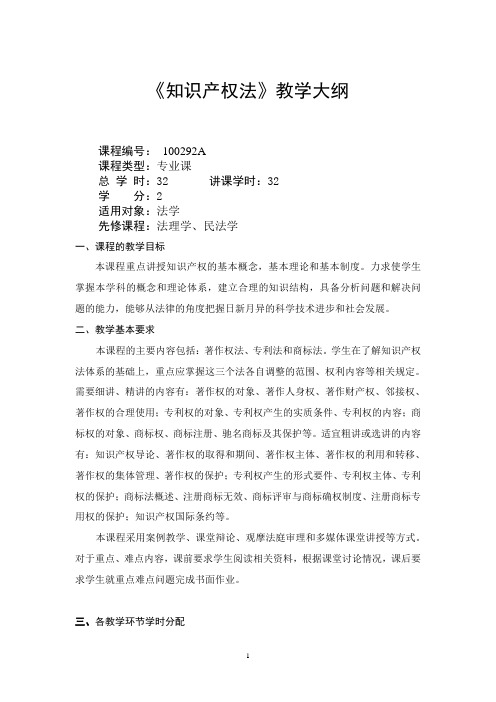 知识产权法-教学大纲