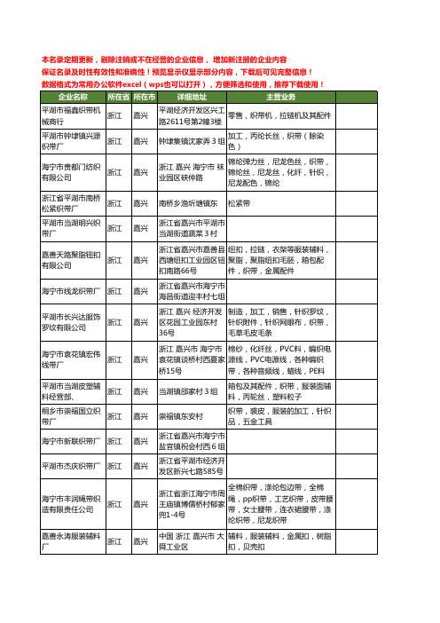 新版浙江省嘉兴织带工商企业公司商家名录名单联系方式大全311家