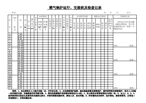 燃气锅炉运行记录