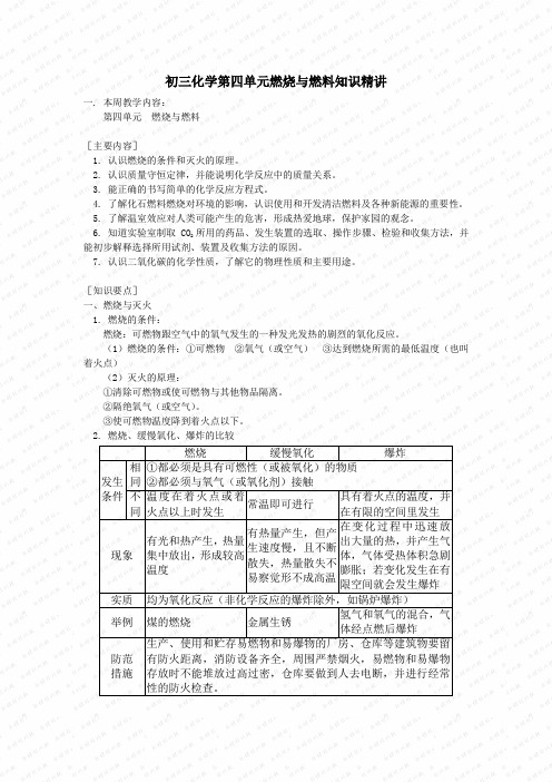 鲁教版化学-章节复习-初三化学燃烧与燃料知识精讲学案1