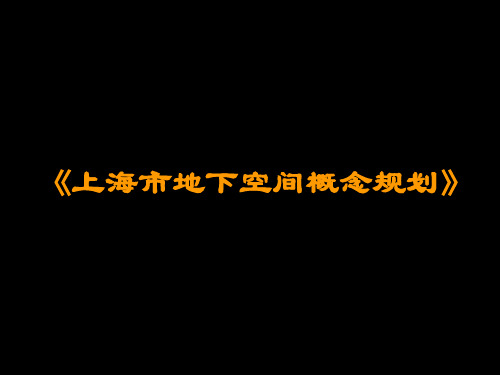 上海市地下空间概念规划 