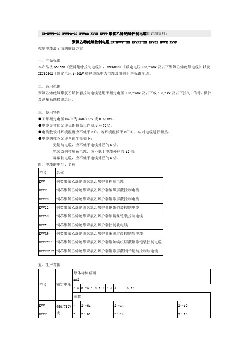 ZR-KVVP-22 KVVP2-22 KVV32 KVVR KVVP聚氯乙稀绝缘控制电缆