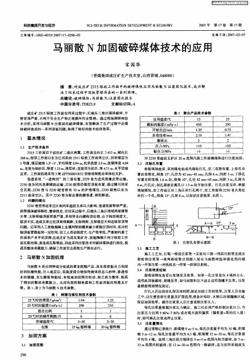 马丽散N加固破碎煤体技术的应用