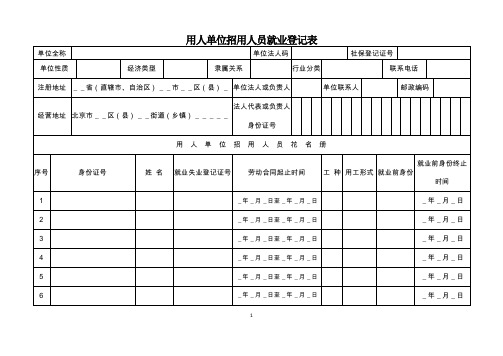 用人单位招用人员就业登记表