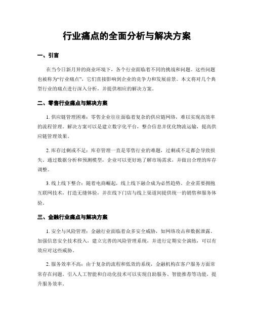 行业痛点的全面分析与解决方案