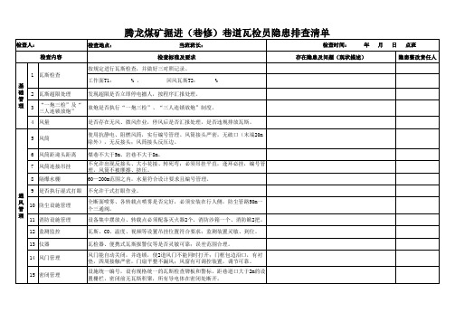 煤矿日排查清单