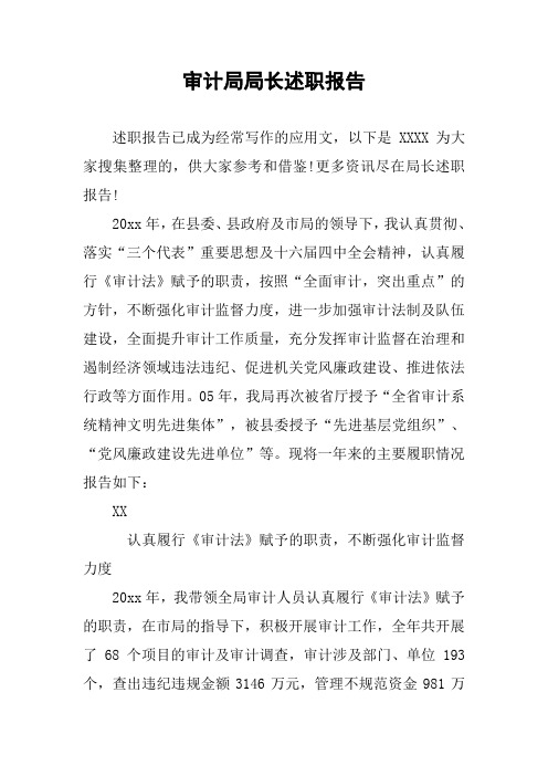 审计局局长述职报告