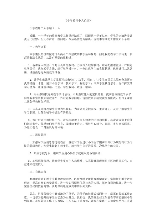 小学教师个人总结10篇