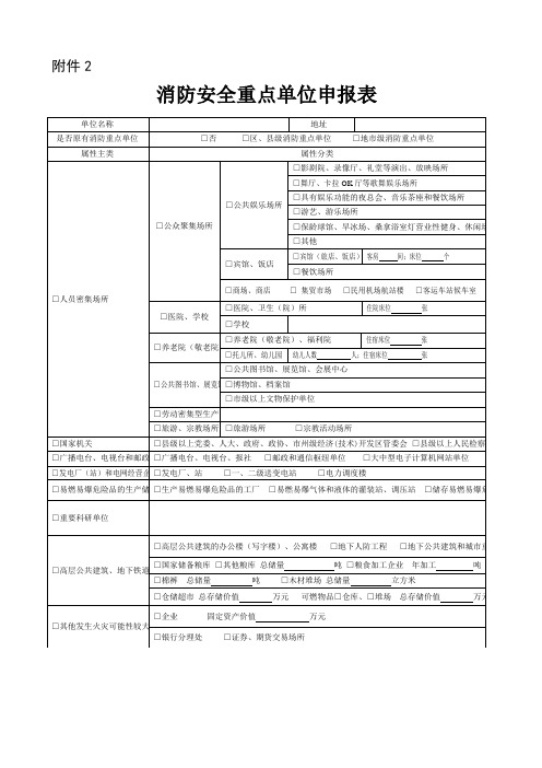 消防安全重点单位申报表