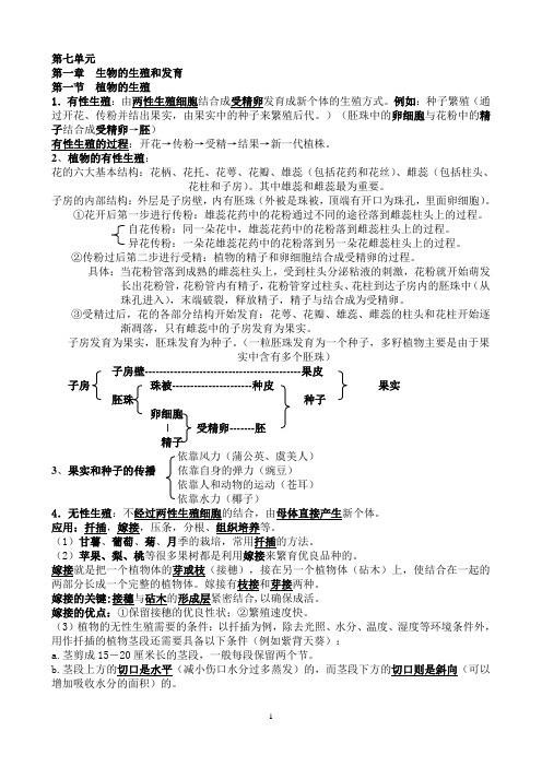 人教版八年级下册生物知识点总结