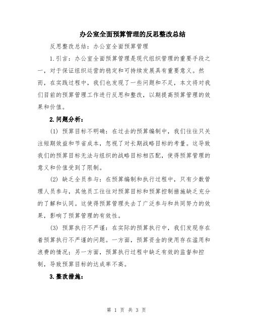 办公室全面预算管理的反思整改总结