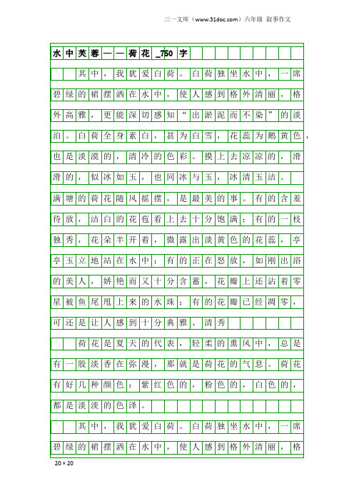 六年级叙事作文：水中芙蓉——荷花_750字