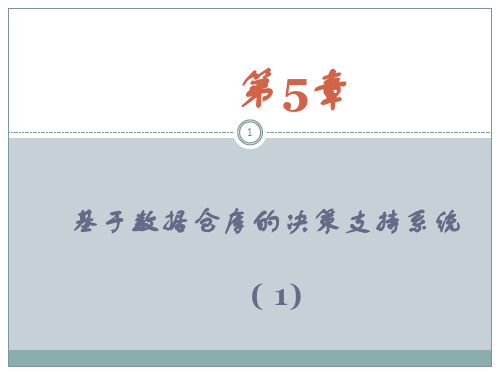 基于数据仓库的决策支持系统