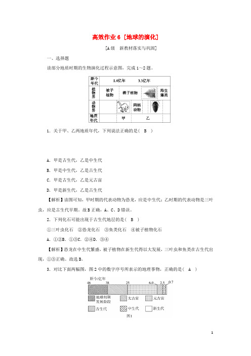 _新教材高中地理高效作业6地球的演化含解析湘教版必修第一册