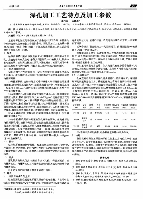 深孔加工工艺特点及加工参数