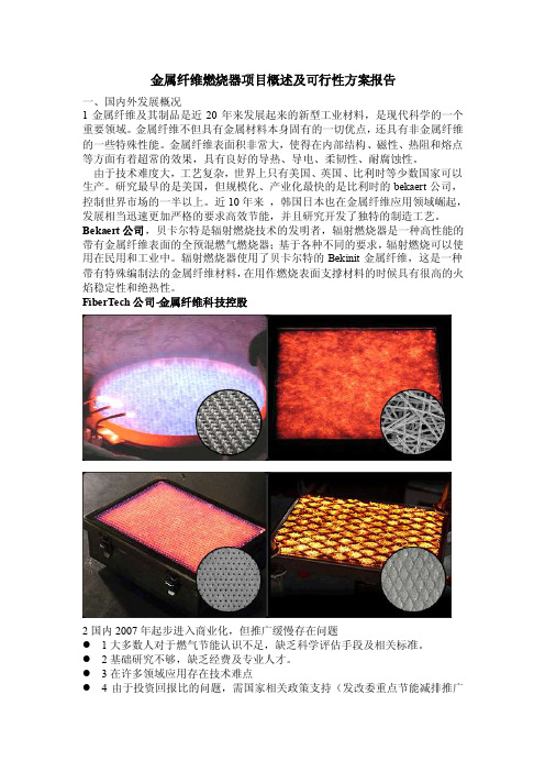 金属纤维燃烧器项目概述及可行性方案报告