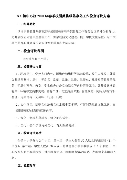 XX镇中心校校园文化建设评比方案、考评细则