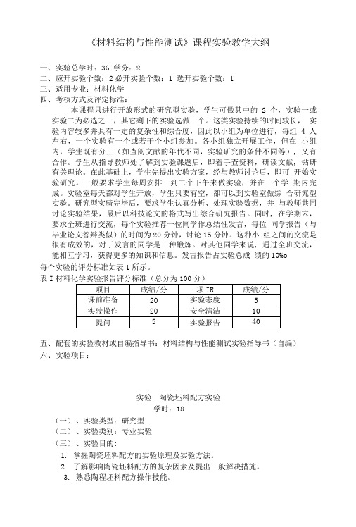 《材料化学》课程实验教学大纲.doc