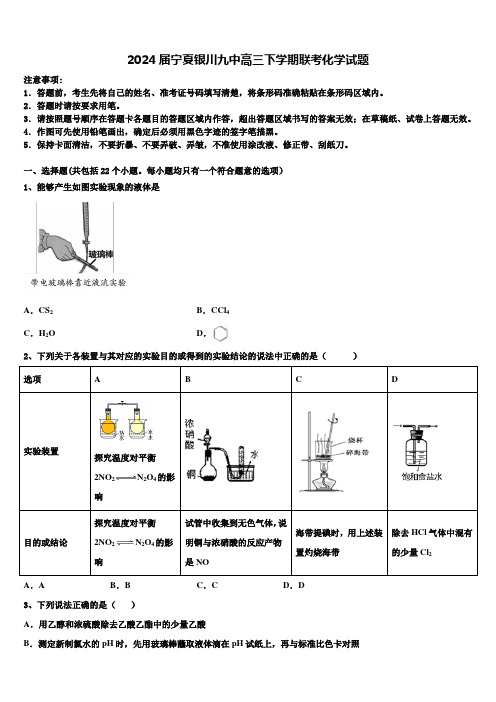 2024届宁夏银川九中高三下学期联考化学试题含解析