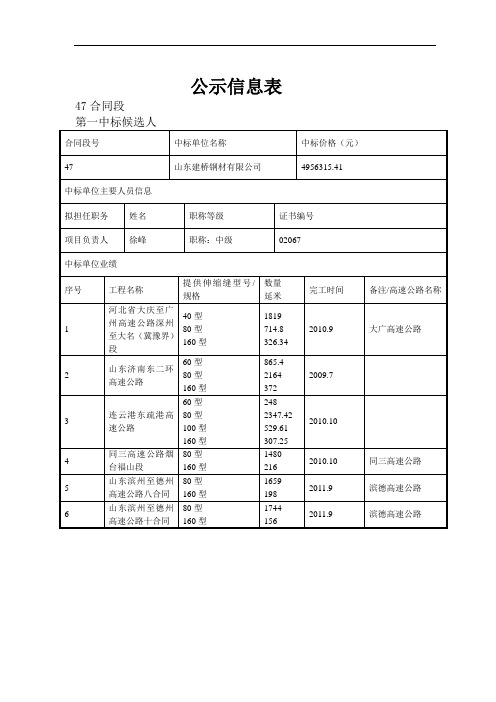 公示信息表