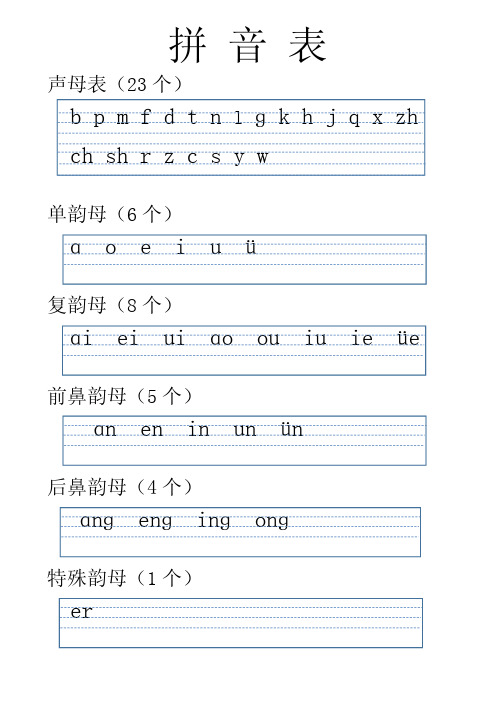 拼音表全可打印