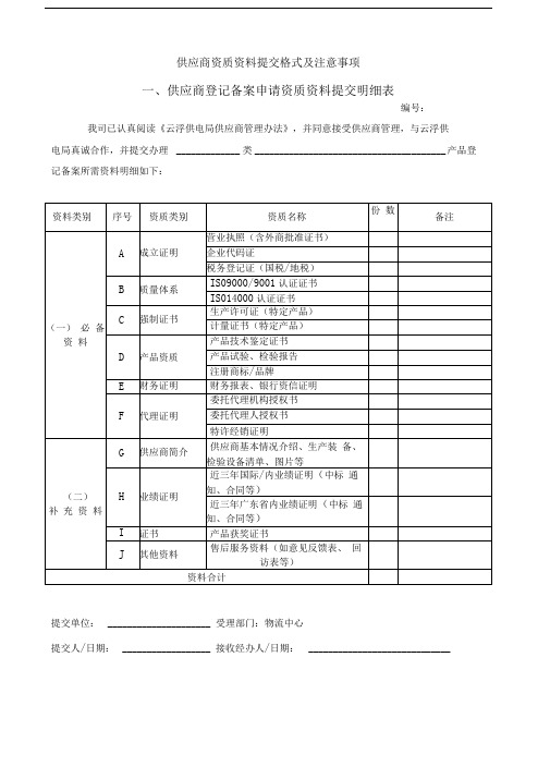 150附件2：供应商资质资料提交格式及注意事项