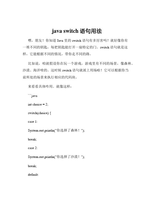 java switch语句用法