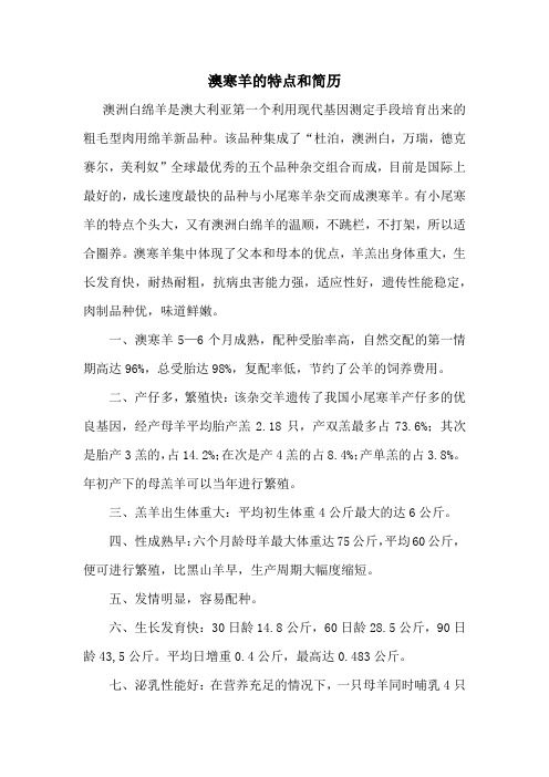 澳寒羊的特点和简历