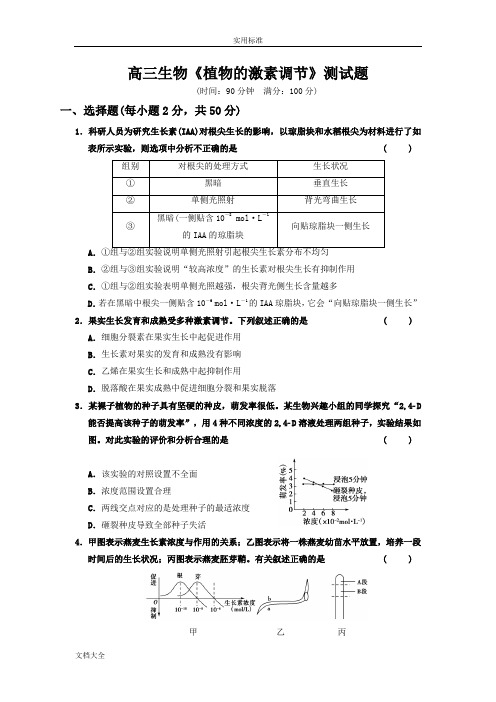 植物激素调节精彩试题及问题详解