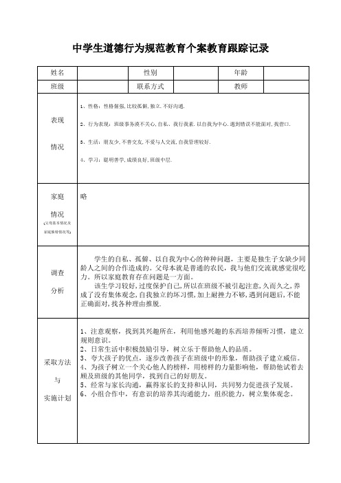 班主任个案跟踪样本