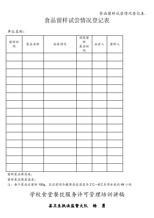 食品留样试尝情况登记表.