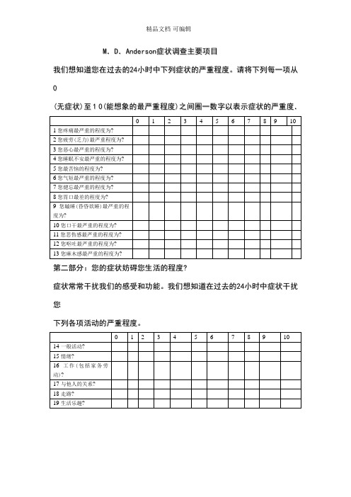 安德森症状评估量表