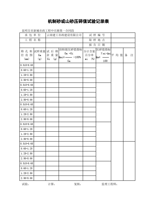 机制砂或山砂压碎值试验记录表.doc