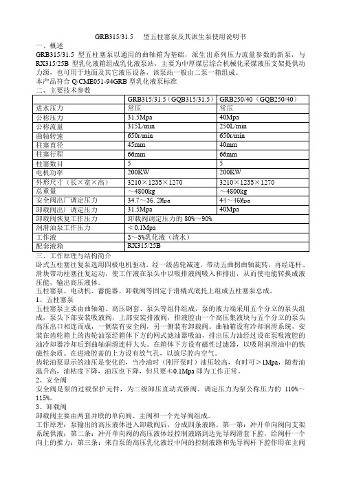 GBR315-31.5型五柱塞泵及其派生泵说明书