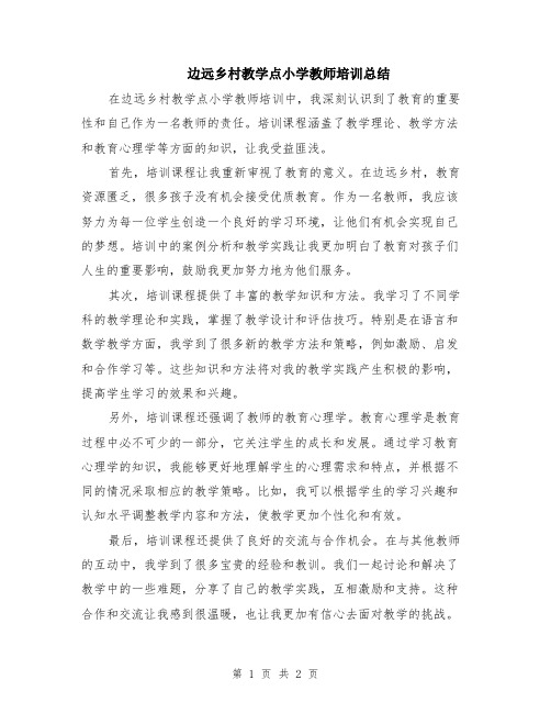 边远乡村教学点小学教师培训总结