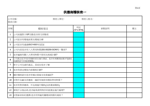 供应商稽核表