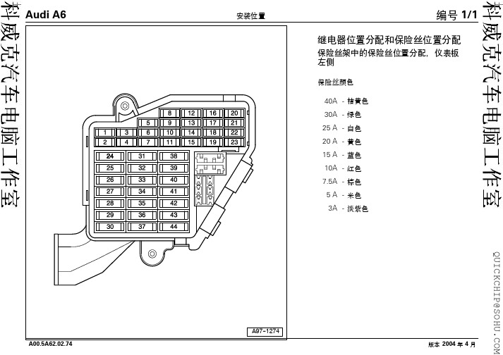 奥迪A6全车电路图-c6继电器保险位置