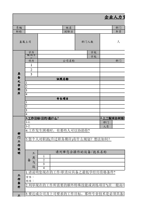 企业人力资源盘点表