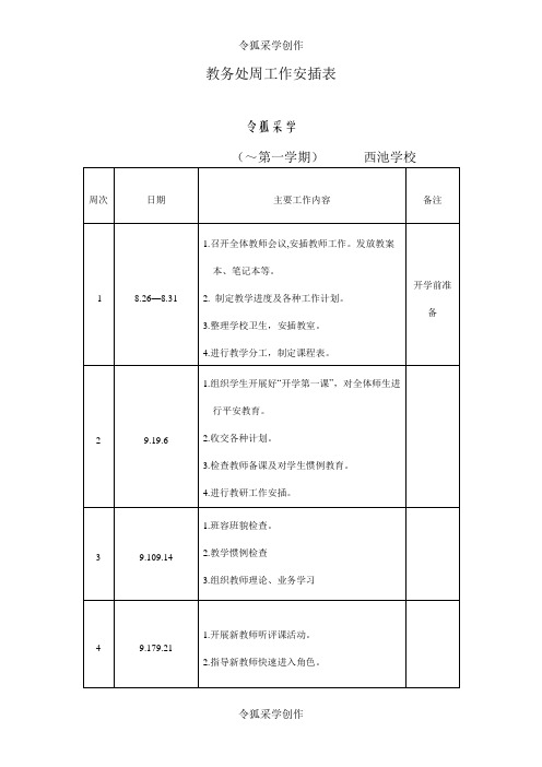 教务处周工作安排表