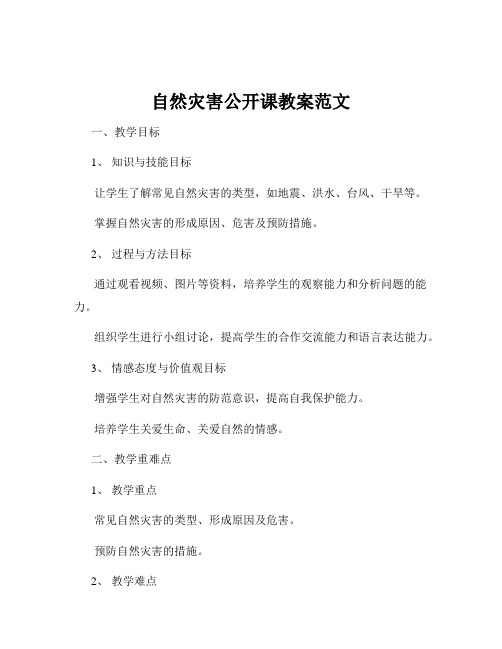 自然灾害公开课教案范文