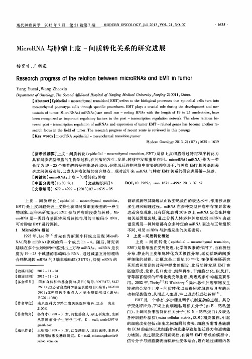 MicroRNA与肿瘤上皮-间质转化关系的研究进展