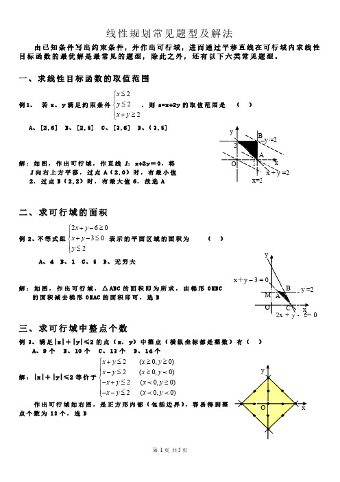 八种经典线性规划例题最全总结(经典)