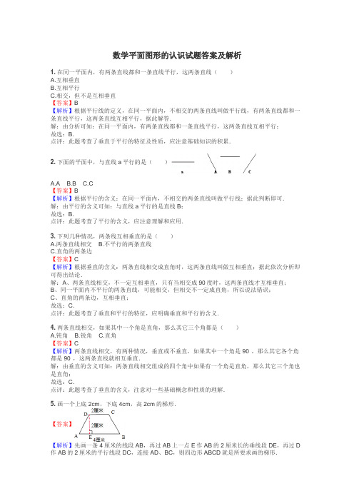 数学平面图形的认识试题答案及解析
