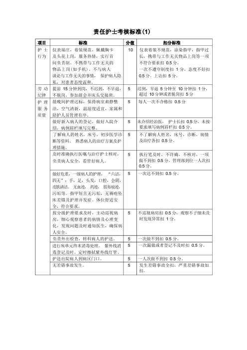 责任护士考核标准