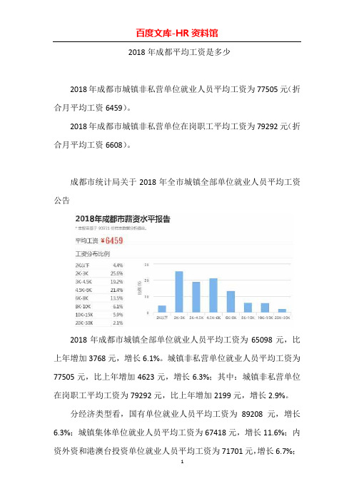 2018年成都平均工资是多少