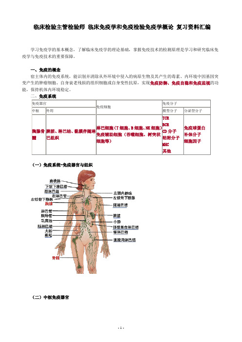 临床检验主管检验师临床免疫学和免疫检验-免疫学概论复习资料汇编