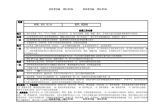 护士长年、季、月、周工作安排表之欧阳育创编