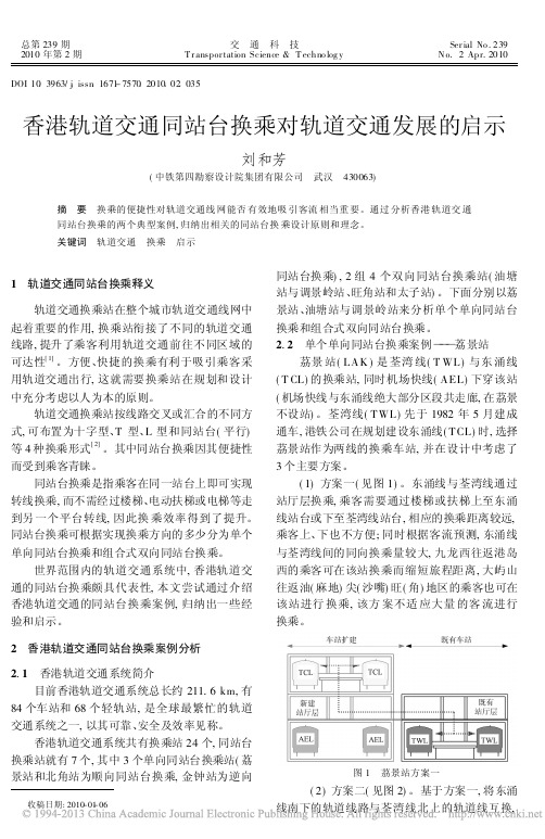 香港轨道交通同站台换乘对轨道交通发展的启示