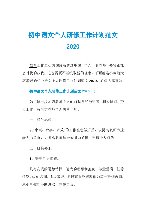 初中语文个人研修工作计划范文2020