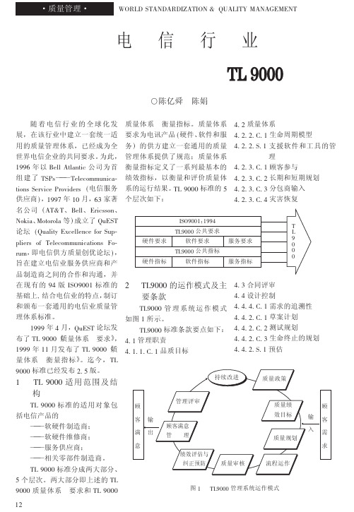 电信行业质量管理体系标准及TL9000认证